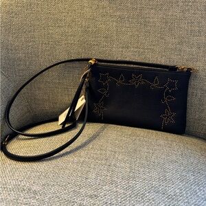 HOBO Black Crossbody Bag with Gold Star Accents